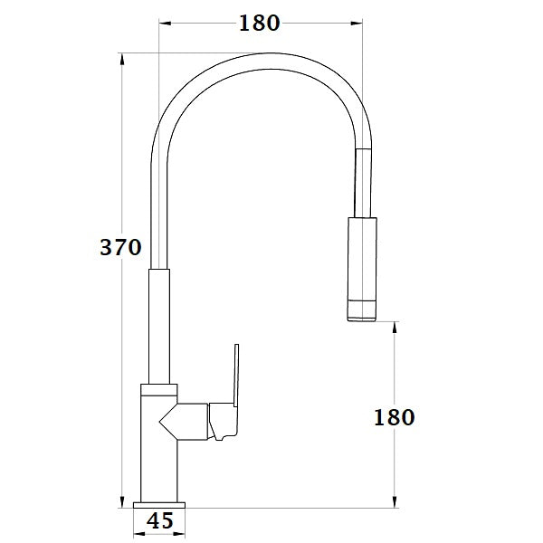 Grifo de cocina caño flexible KONCERTO cromado dimensiones