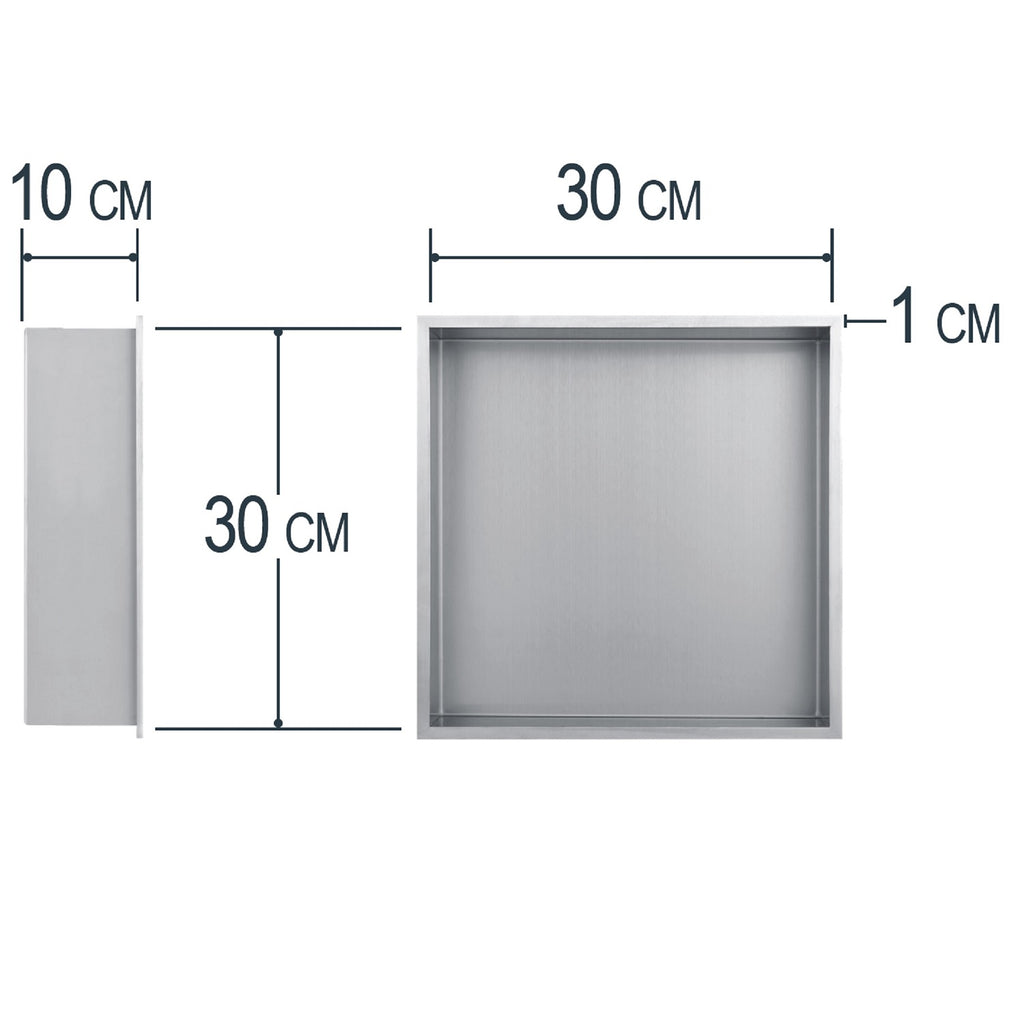 Nicho cuadrado inox para empotrar 30x30cm profundidad 10cm