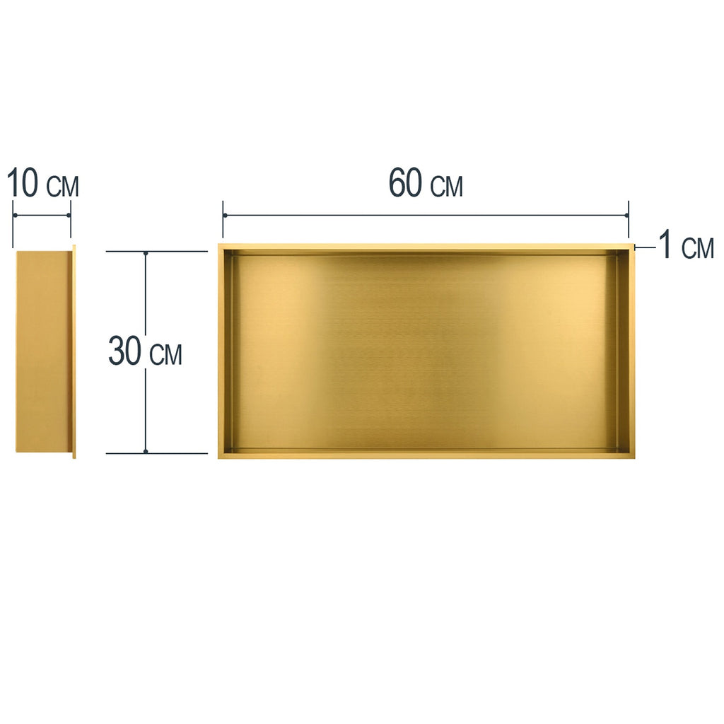  Dimensión nicho de ducha dorado rectangular profundidad 10 cm