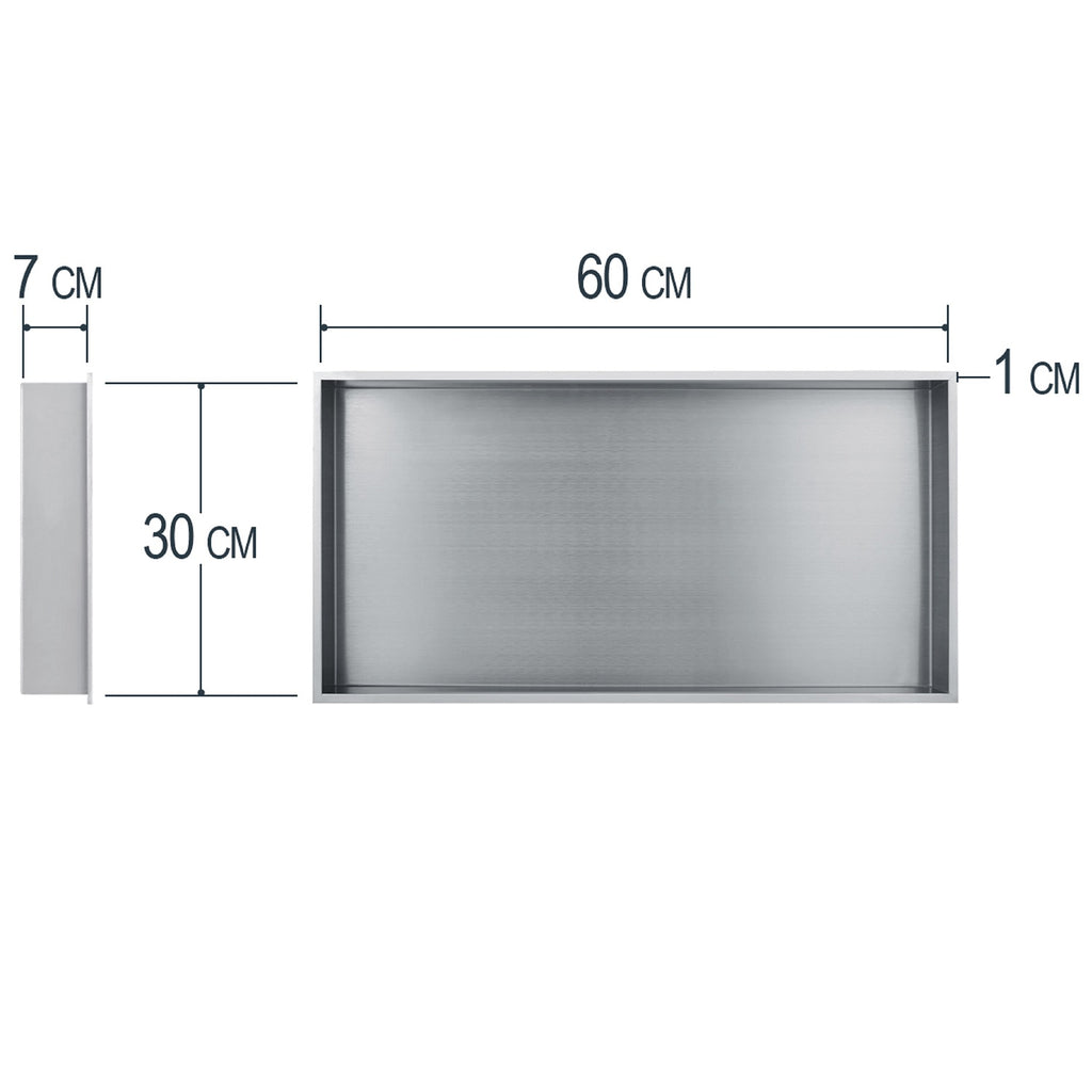  Dimensión nicho de ducha inox rectangular profundidad 7 cm