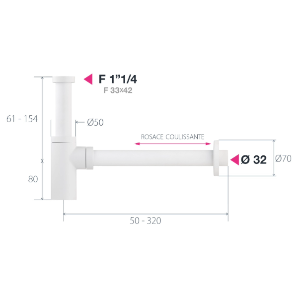 Sifón de latón para lavabo blanco dimensiones