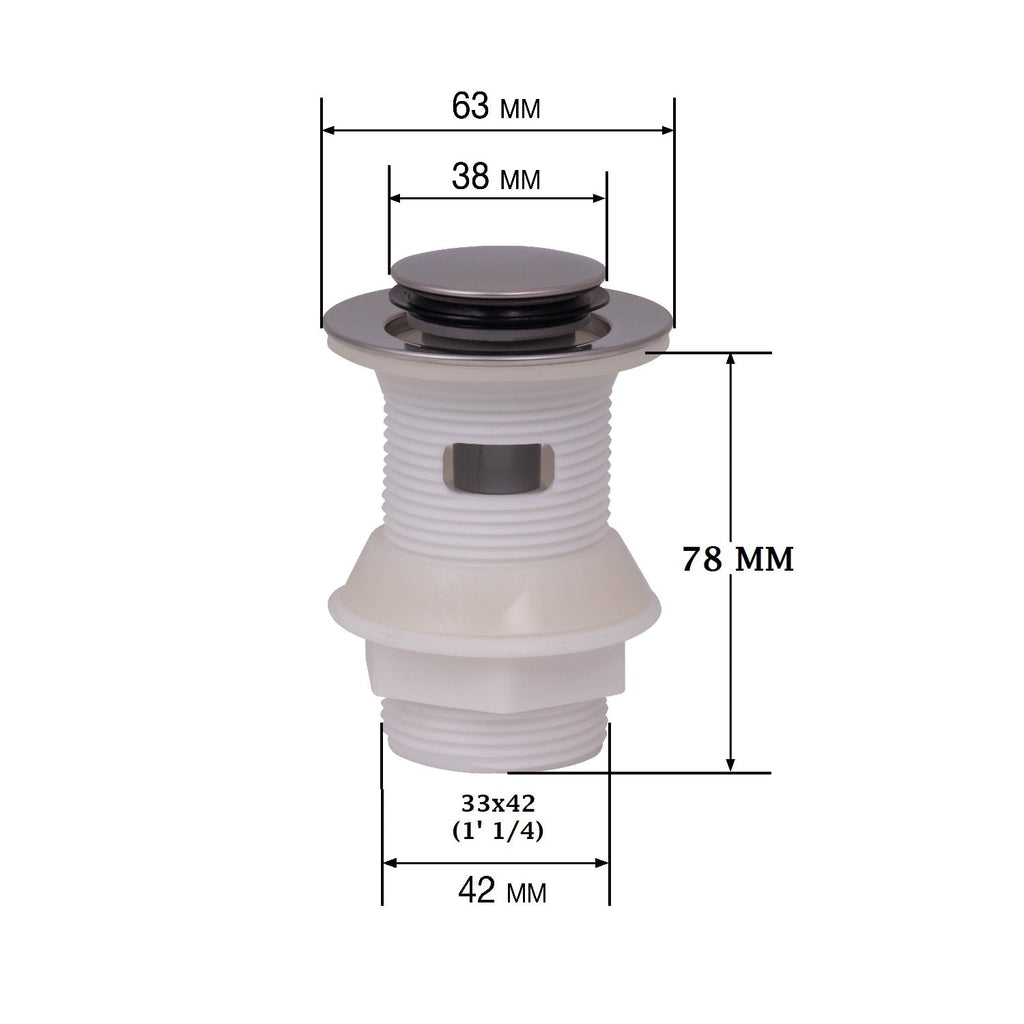 Válvula lavabo clic clac cromado dimensiones