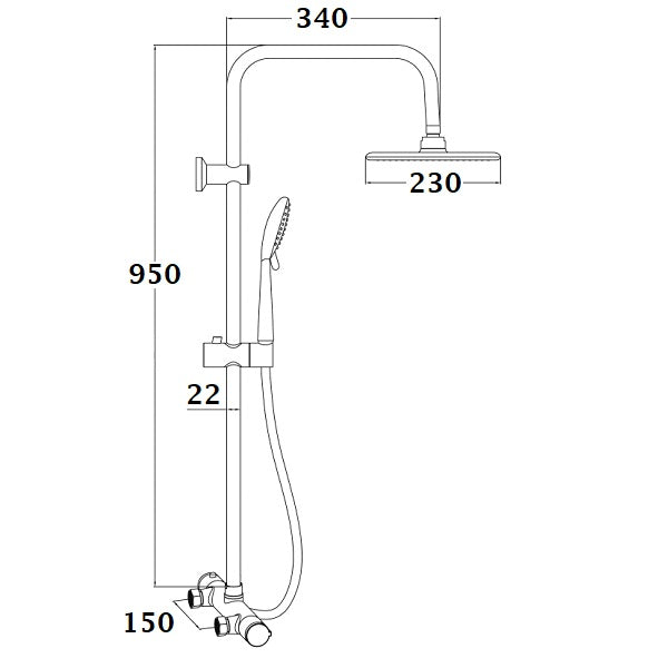 Columna de ducha DERVENN cromado dimensiones