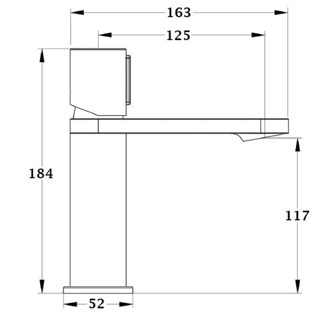 Grifo lavabo monomando LEMINA negro dimensiones