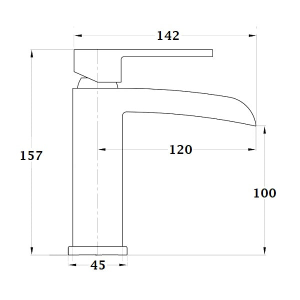 Grifo lavabo cascada BANDEIRA cromado dimensiones