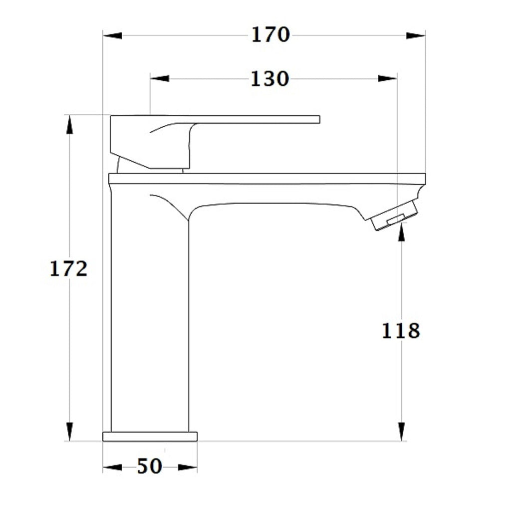 Grifo lavabo NYTIA Dorado cepillado dimensiones