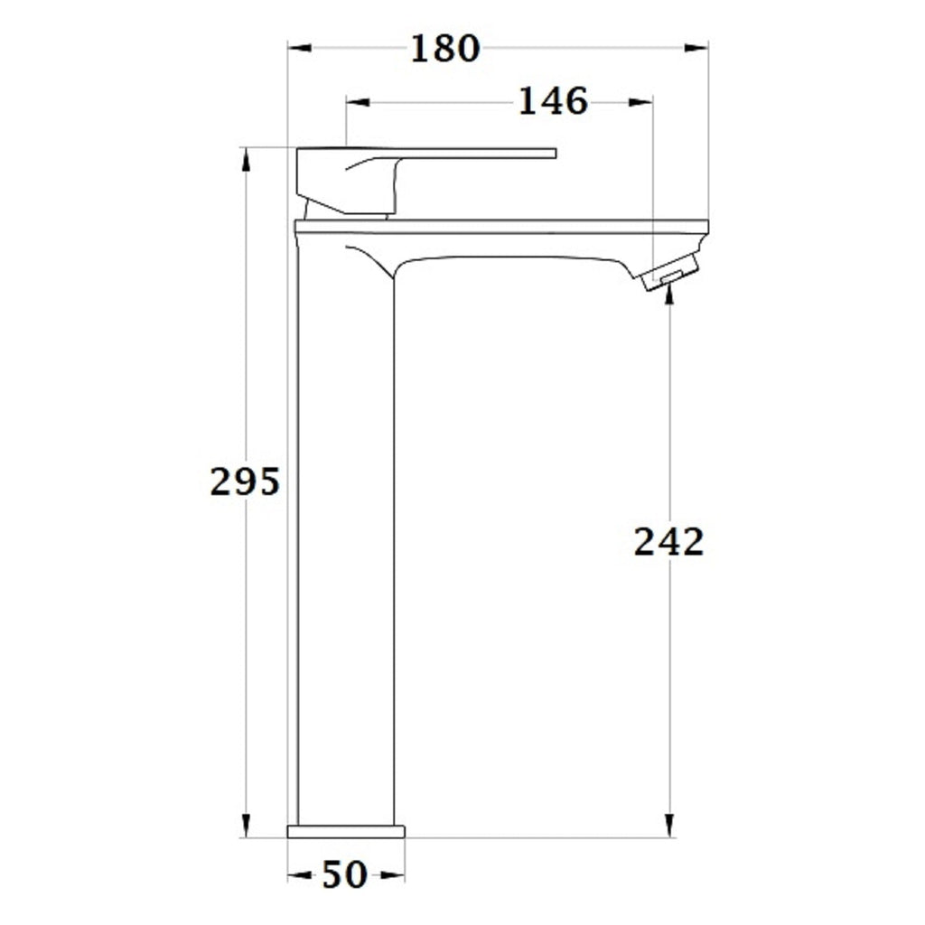 Grifo lavabo alto NYTIA Dorado cepillado dimensiones