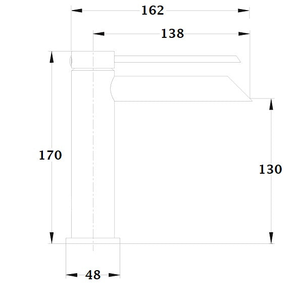 Grifo lavabo cascada RIOJA cromado dimensiones