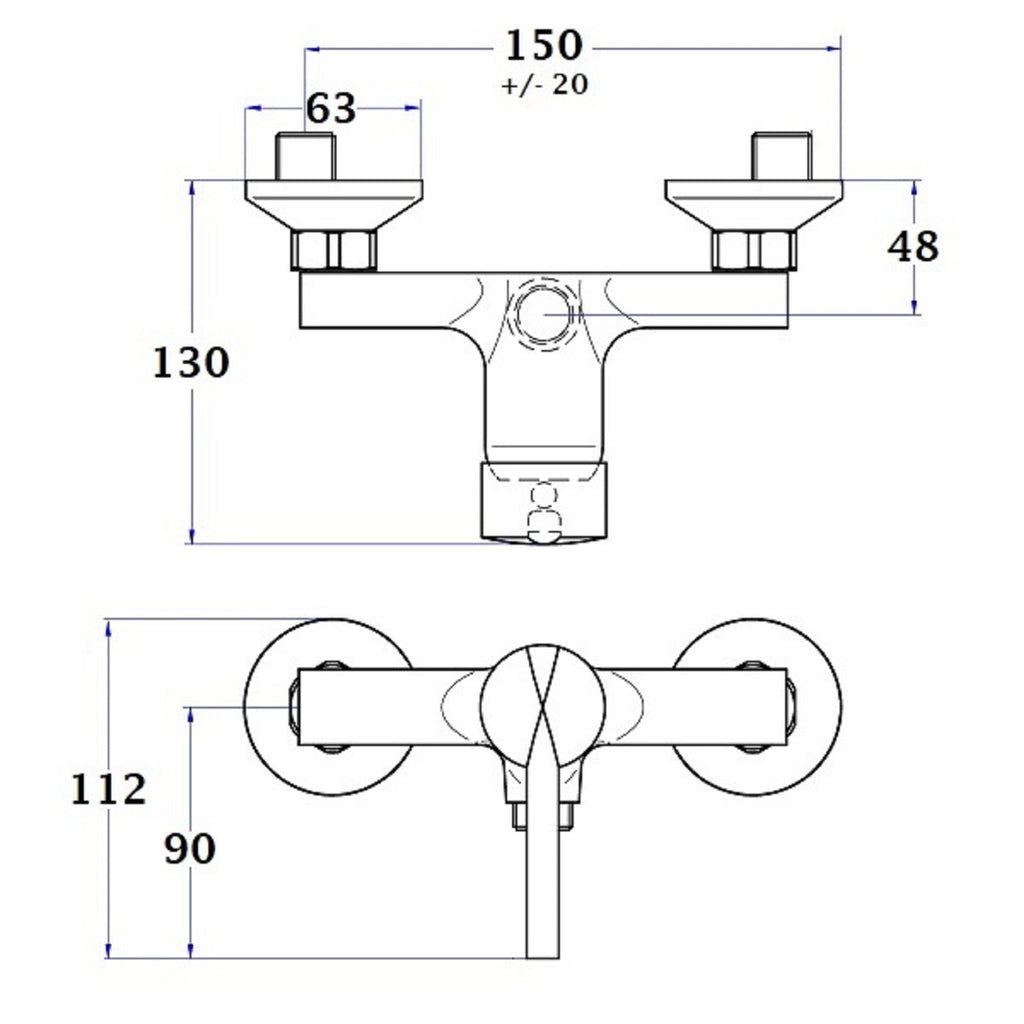 mezclador de ducha ALTO cromado dimensiones