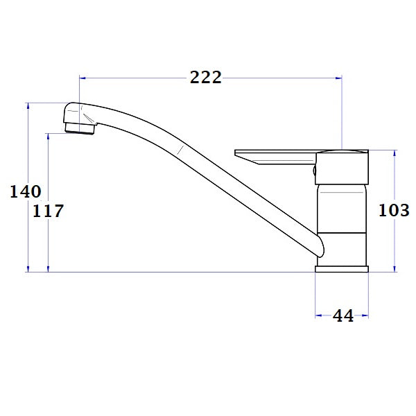 Grifo de cocina ALTO cromado dimensiones