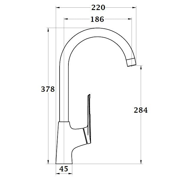 YUNA grifo de cocina cromado dimensiones