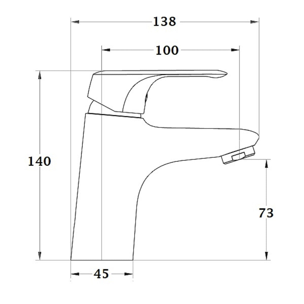 Grifo lavabo monomando ONE cromado dimensiones